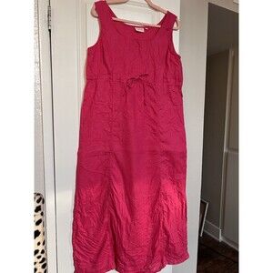 Jackpot By Carli Gry Hot Pink Linen Sleeveless Bow Tie Dress Size 4 (like Large)